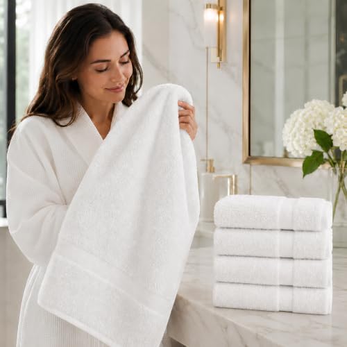 (Pack of 12 White Bath Towels Bulk 20x40 Inches - Image 7