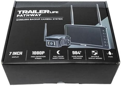Trailer Life Pathway 7" Wireless Backup Camera System | Lag-Free Transmission | Ultra-Bright IPS Screen | Full HD Recording | Colorful Night Vision | Built-in Microphone