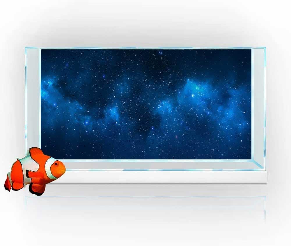 30X18IN Starry Aquarium Background, Art Starry Fish Tank Decorations Background, with 8 EVA Double-Sided Tape