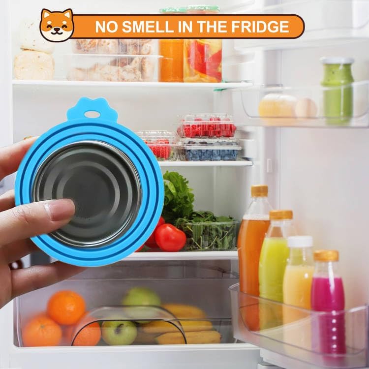 3 Pack Pet Food Can Covers, Silicone Universal Can Lids for Dog & Cat Food, BPA Free, One Fit Most Standard Size Can Lids Top Blue/Green/Yellow