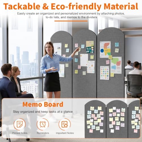 Soundproof Room Divider 72x66 Inches 3 Panel Office Partition - Image 7