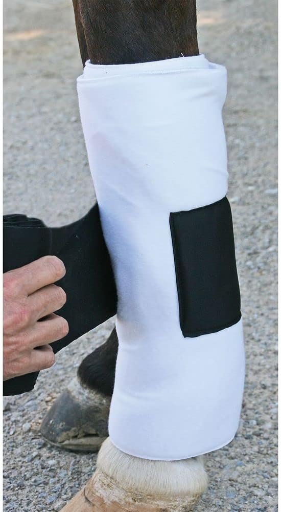 Dura-Tech Combo No Bow Leg Wraps for Horses | Perfect & Quick Bandage Application | Innovative Protection | Heavy-Duty Hook & Loop Closure | White & Black Combo