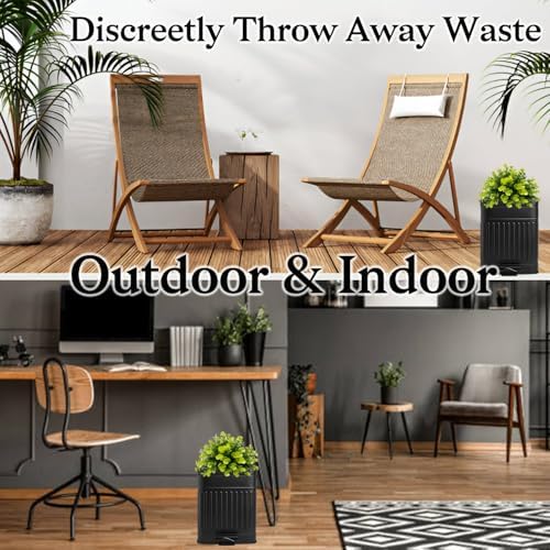 Small Trash Can with Lid, Plant-Styled Outdoor Dog Poop Trash Can Outside - Image 7