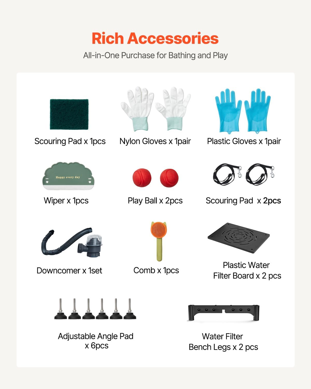 VEVOR Stainless Steel Dog Washing Station, Professional 62 inch Pet Grooming Tub w/Stairs, PE Water Filter Board, Faucet & Showerhead & Soap Holder Bathtub for Large & Medium & Small Pets (Left Door)