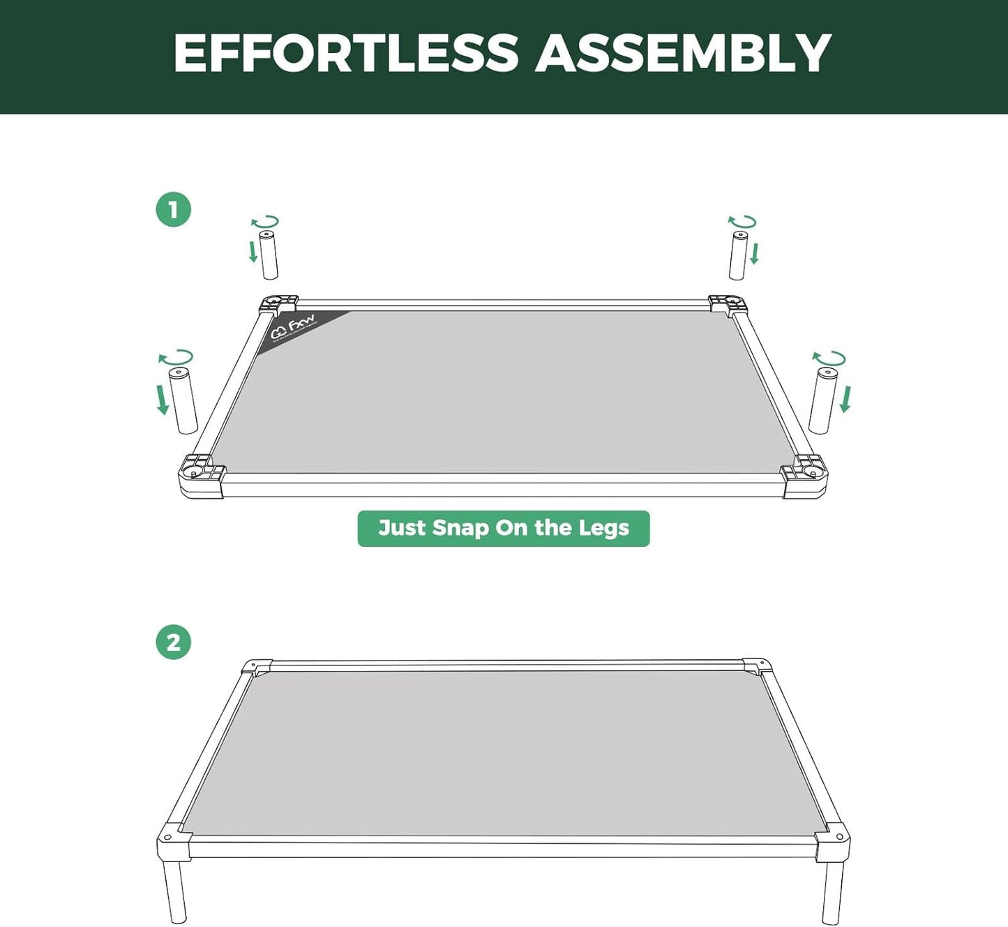 FXW TitanNest Chew-Proof Elevated Dog Bed, Raised Cot for Indoor/Outdoor/Camping Use, Durable & Waterproof Cooling Pet Bed for Toy Dogs, 23.0" L x 17.0" W x 4.5" H, Black