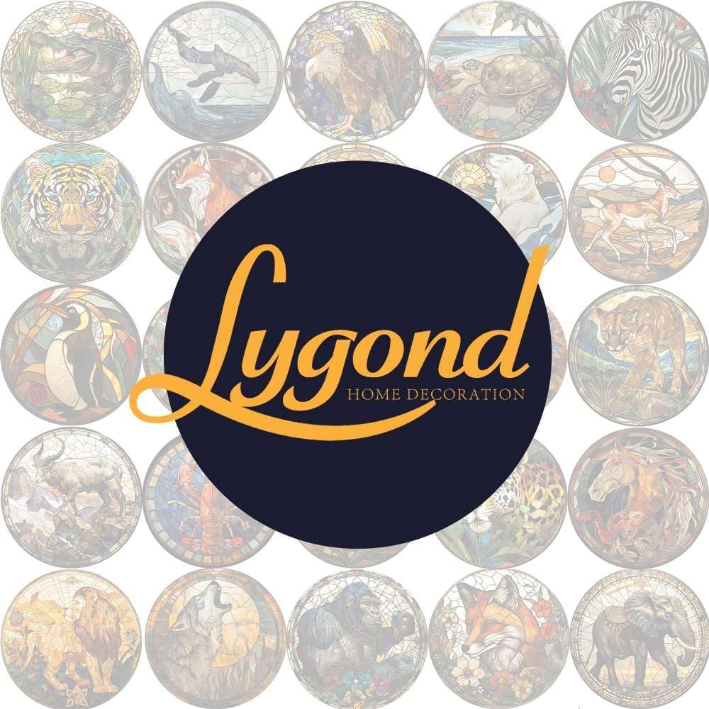 Lygond Metal Sign Tin Sign Circular Stained Glass Gorilla Sign For Garden For Pet 8×8 Inches