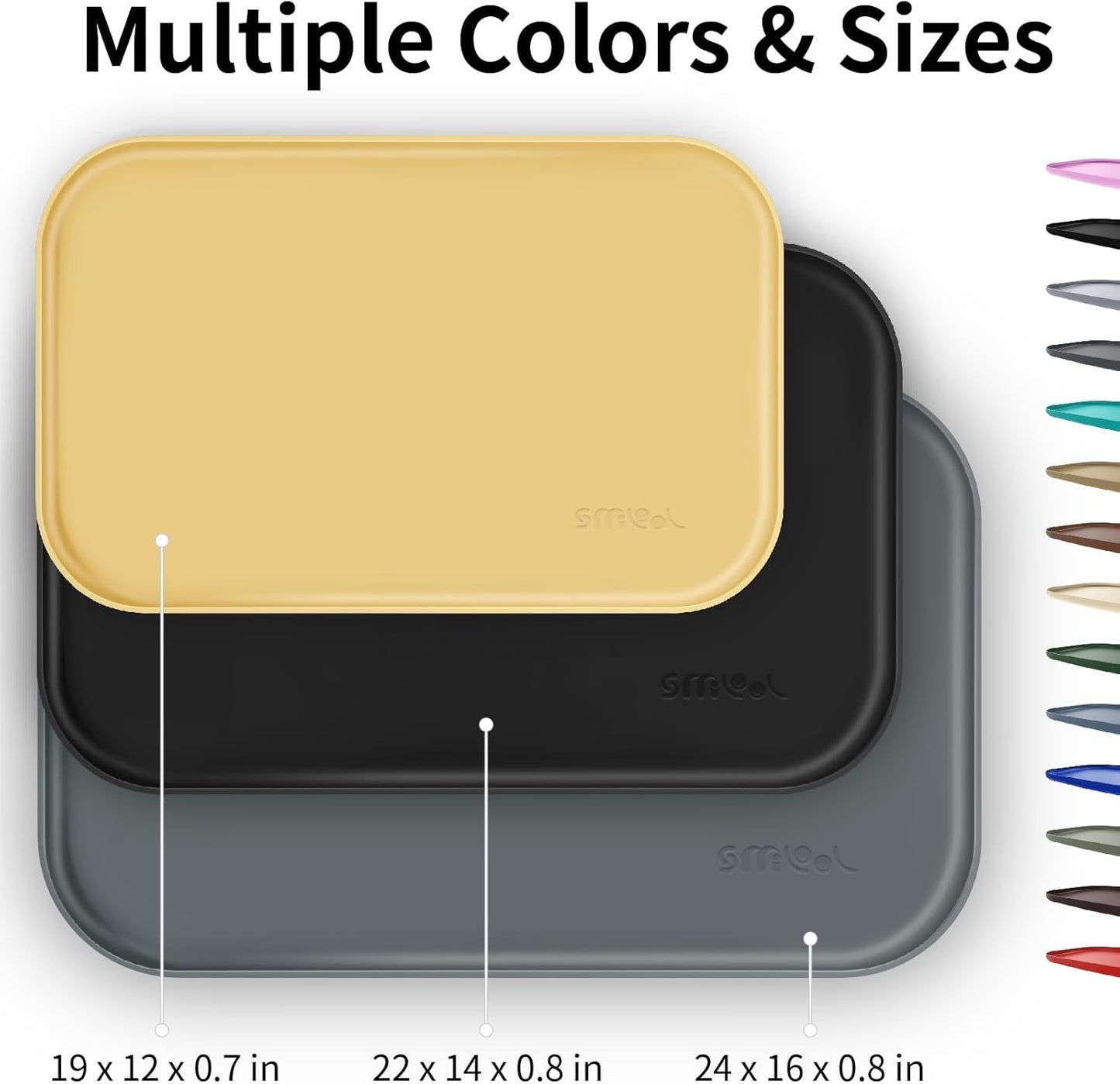 Silicone Pet Feeding Mat with Raised Edge for Food and Water, Dog Bowl Mats, Cat Bowls Placemat with High Lip for Floor Waterproof, Rubber Tray for Cats and Dogs 19 x 12 x0.7 Black