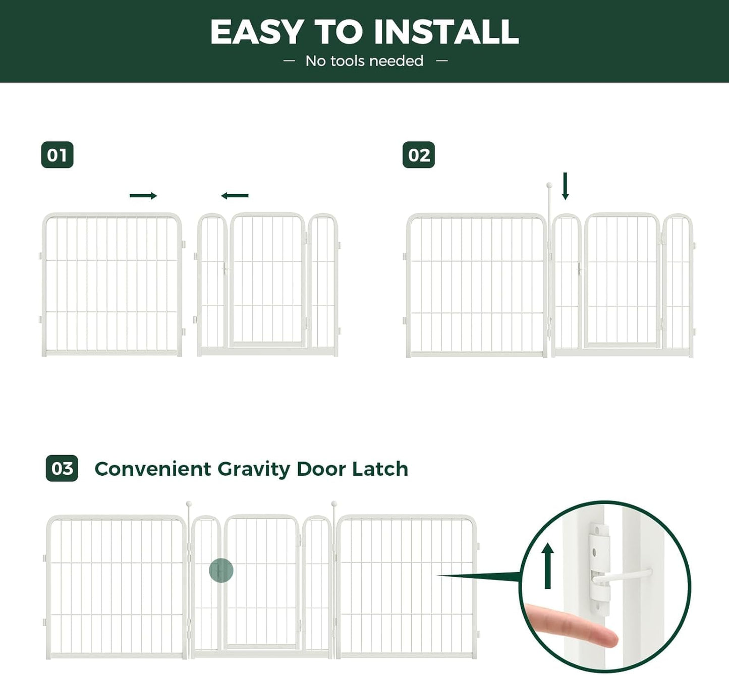 FXW Rollick Unleashed Dog Playpen for Indoor, Yard, RV Camping, 32 inch 24 Panels for Small and Medium Dogs, White│Patented