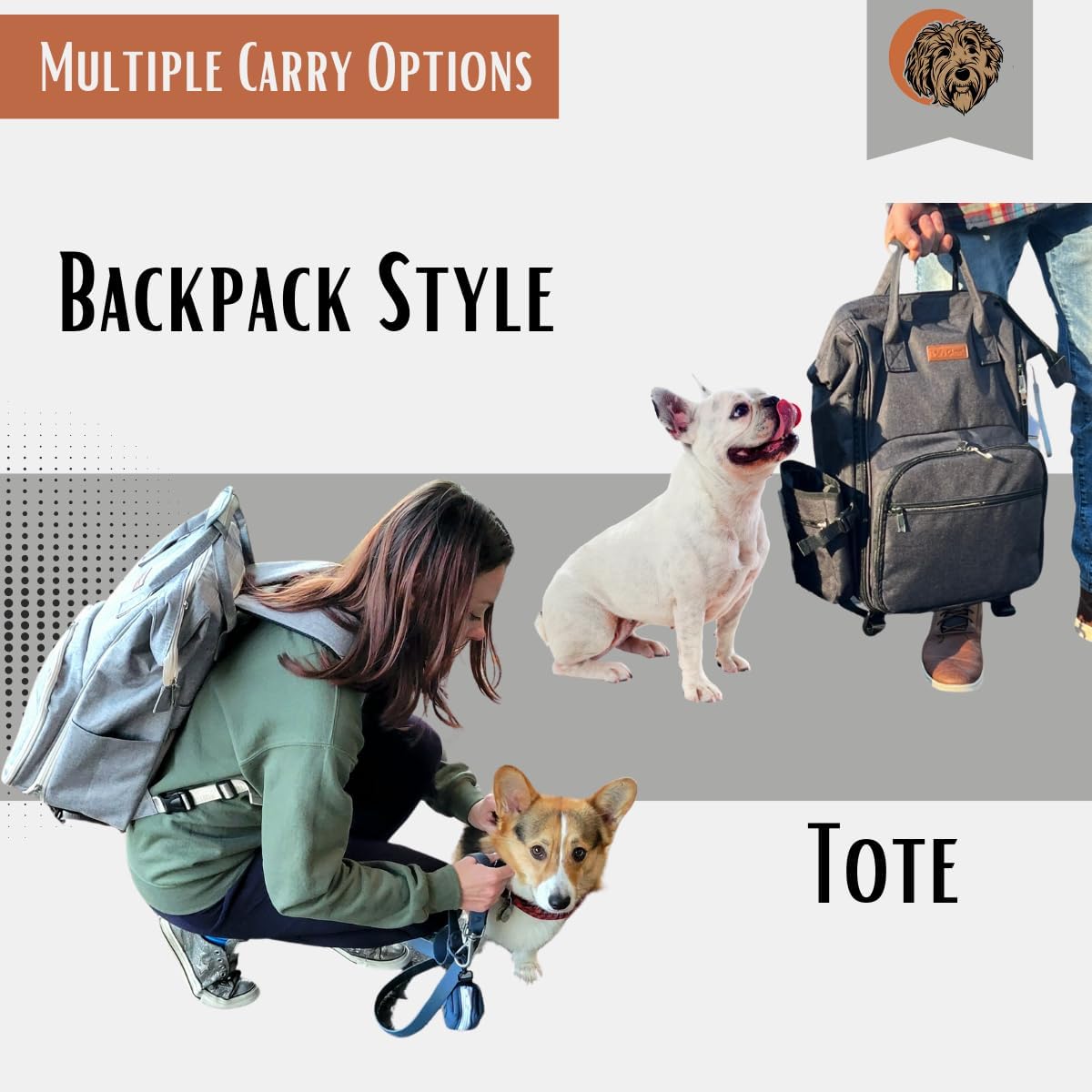 Tito's Closet Dog Travel Bag Includes Dog Travel Accessories 2-Pack Dog Travel Bowl, 2 Dog Food Containers, Dog Treat Bag (Black), DB2024