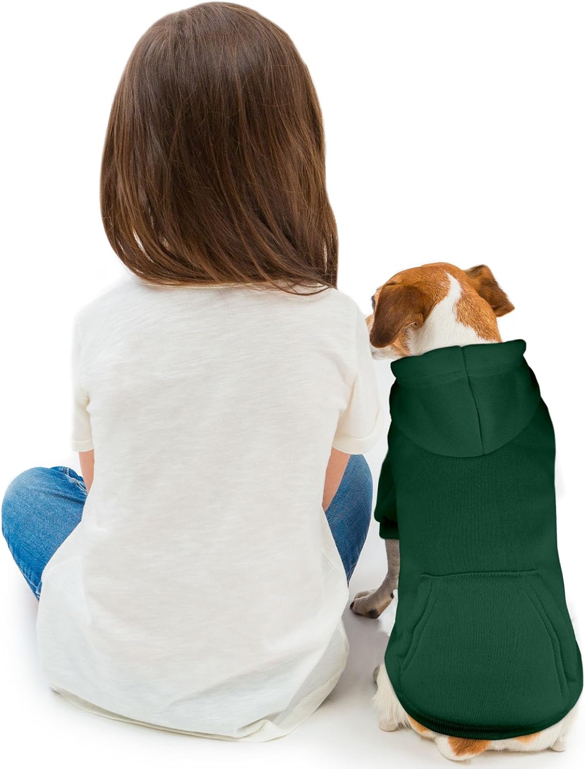 Dog Sweaters for Small Dogs Dog Hoodie Pet Sweater Solid Soft Brushed Fleece Pet Clothes Hoodie Sweatshirt with Pocket(Green-S)