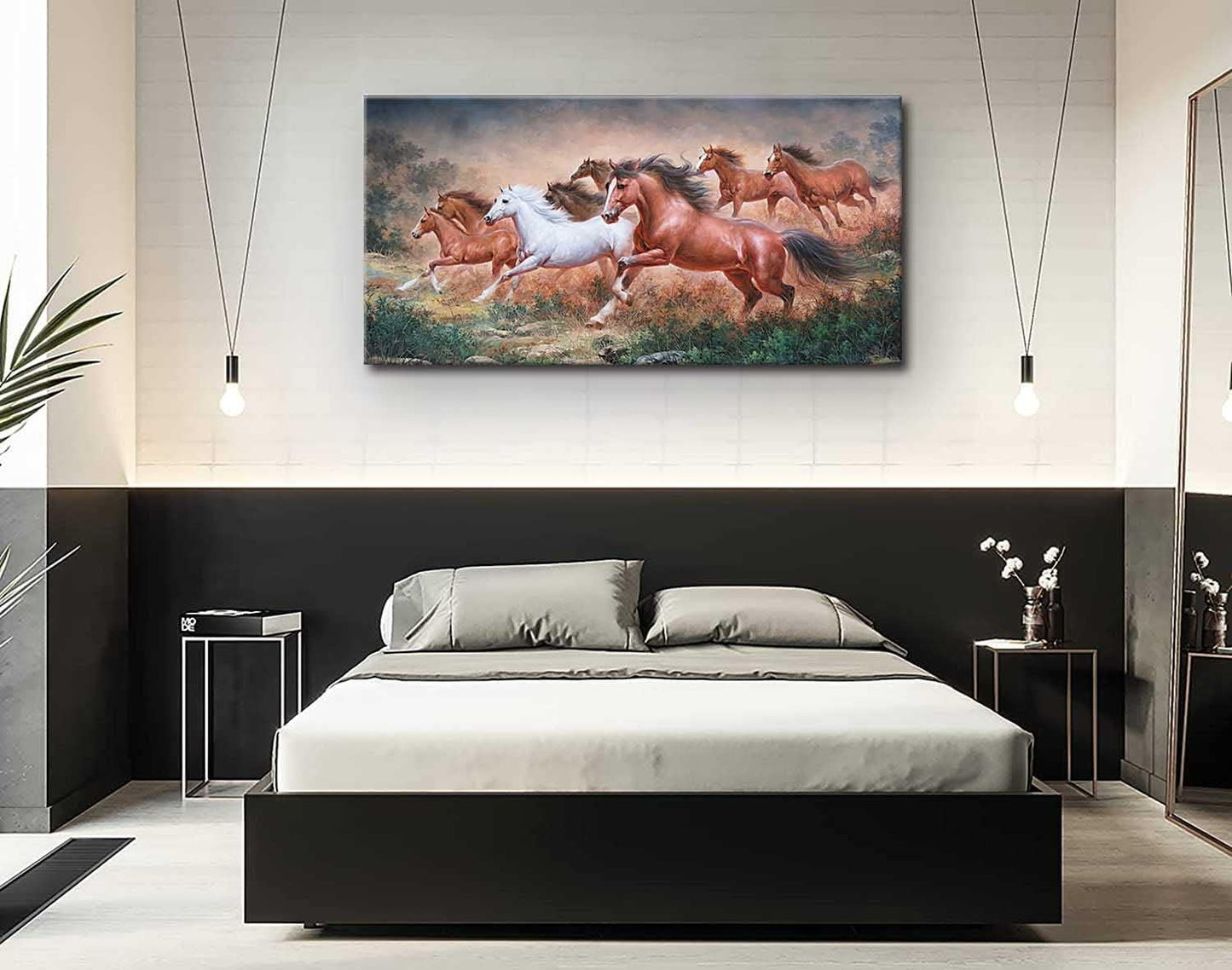 Yxbhhym-Large Size Running Horse Wall Art Pictures Animal Canvas Print Art Horse Paintings Poster Artwork for Wall Décor Office Accessories Modern Living Room Bedroom Wall Decor Frame Decoration