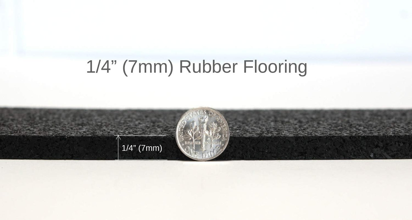 American Floor Mats 1/4in (7mm) Thick Solid Black 4' x 40' Heavy Duty Rubber Rolls, Protective Exercise Mats, Home Gym Rubber Flooring