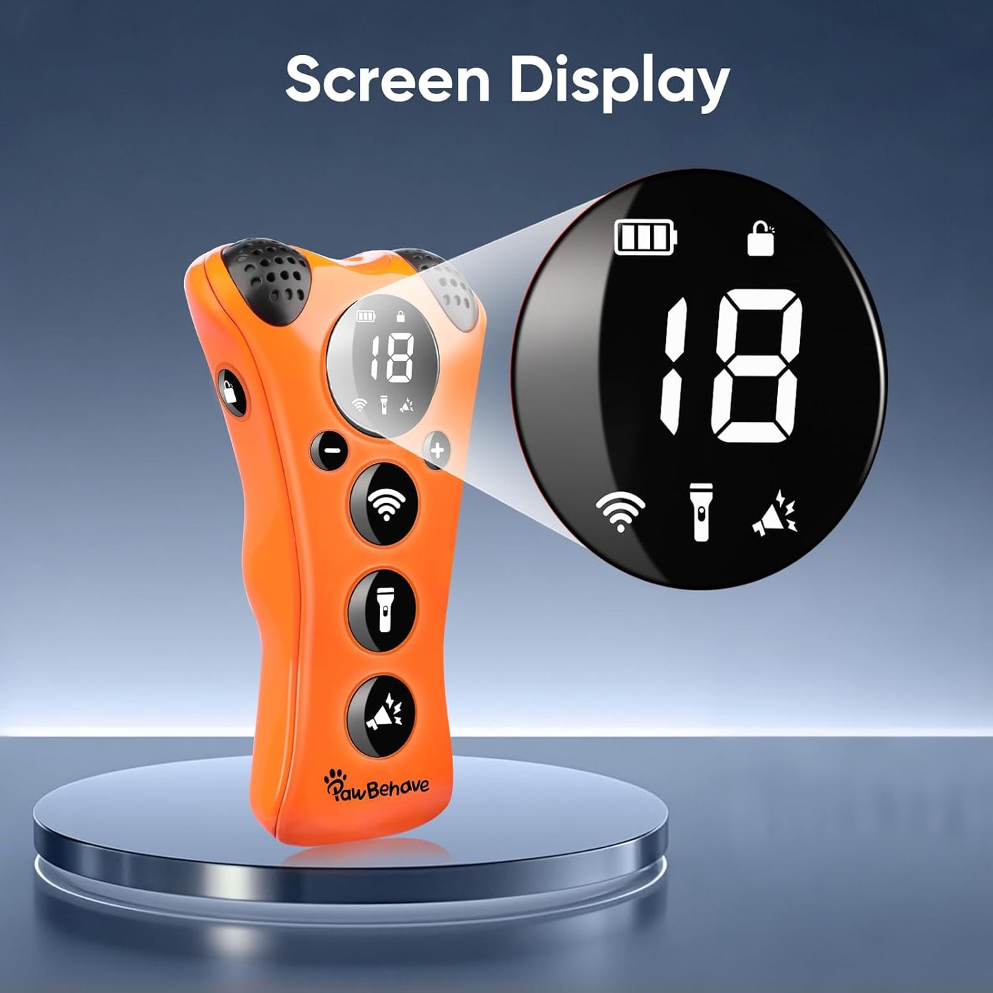 Adjustable Ultrasonic Dog Trainer โ World's First Variable Frequency Pet Behavior Corrector with 10 Level Ultra Sound, 18 Dog Whistles, Anti-Bark Flashlight, Humane Dog Deterrent (Orange)