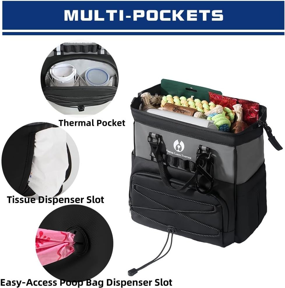 Dog Travel Bag, Airline Approved Pet Supplies Backpack, Dog Travel Backpack Accessories Set with 2 Silicone Collapsible Bowls and 1 Leash Clip for Camping, Road Trips & Weekends Away(Black)