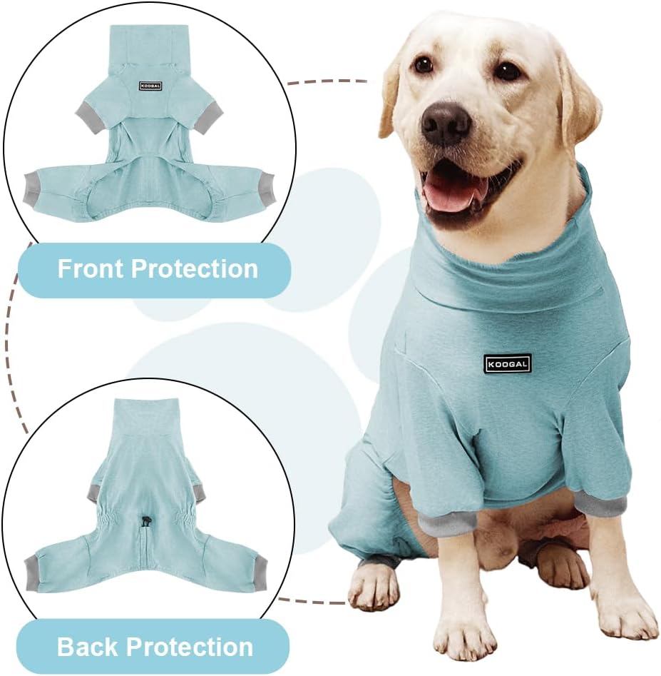 Dog Pyjamas PJS Sweater Clothes and Home Clothing Suitable for Small to Medium Breeds of Dogs, Dog Neutering Suits, Extra-Large Stretch Fabric, Four-Legged Clothes(Thin Blue, L)