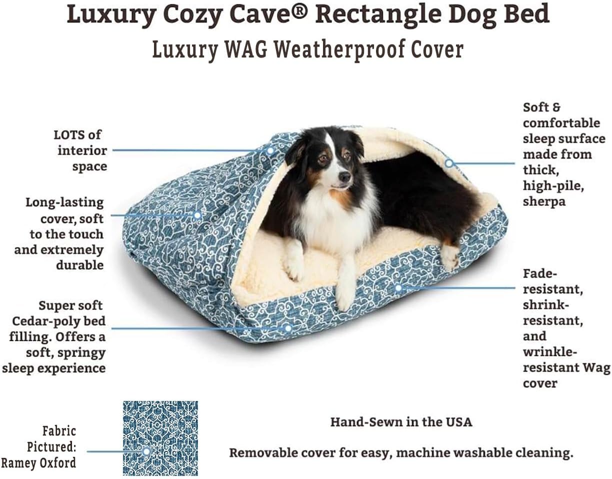 Snoozer Pet Products Luxury Rectangle Cozy Cave, Wag Collection, Extra Large, Ramey Gray
