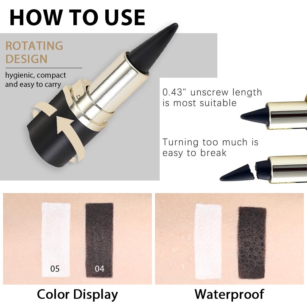 evpct 2Pcs Black White Gel Eyeliner Pencils Eye Black Face Paint Stick Lipstick Halloween Makeup Set Waterproof Smudge Proof Liquid Eyeliner Pen Crayon Smokey Eye delineador de ojos contra el agua