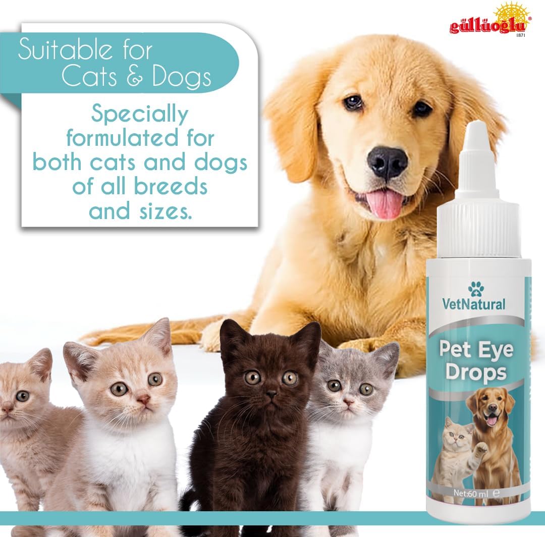 GรLLรOGLU 60ml Pet Eye Drops & Eye Wash for Dogs & Cats โ Fast Relief for Itching, Irritation, Pink Eye & Allergy Symptoms โ Gentle, Safe, Natural Formula for All Animals โ Large 60ml Bottle