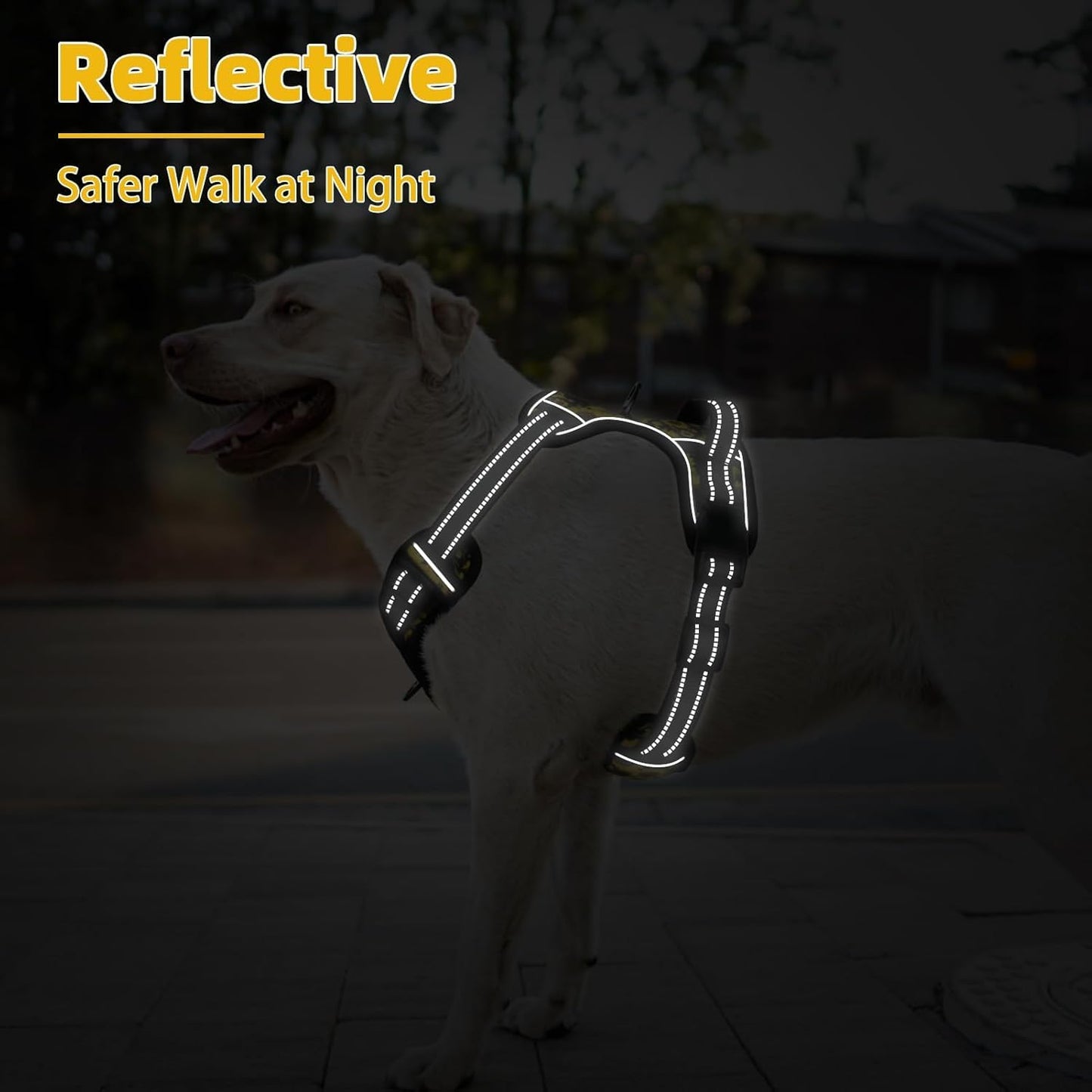 PUPTECK No Pull Dog Harness for Large, Adjustable Reflective Dog Harness with Handle Easy Control, Comfortable Soft Padded Pet Vest Harness for Extra Large Dogs, Sunflower XL