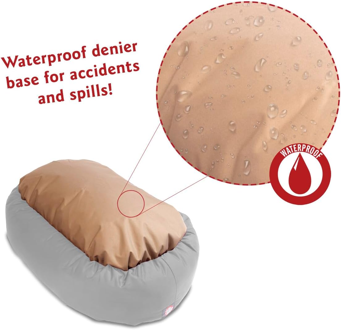 Majestic Pet 40 Inch Micro Velvet Calming Dog Bed Washable – Cozy Soft Round Dog Bed with Spine for Head Support - Fluffy Donut Dog Bed 40x29x9 (inch) – Round Pet Bed Large - Vintage