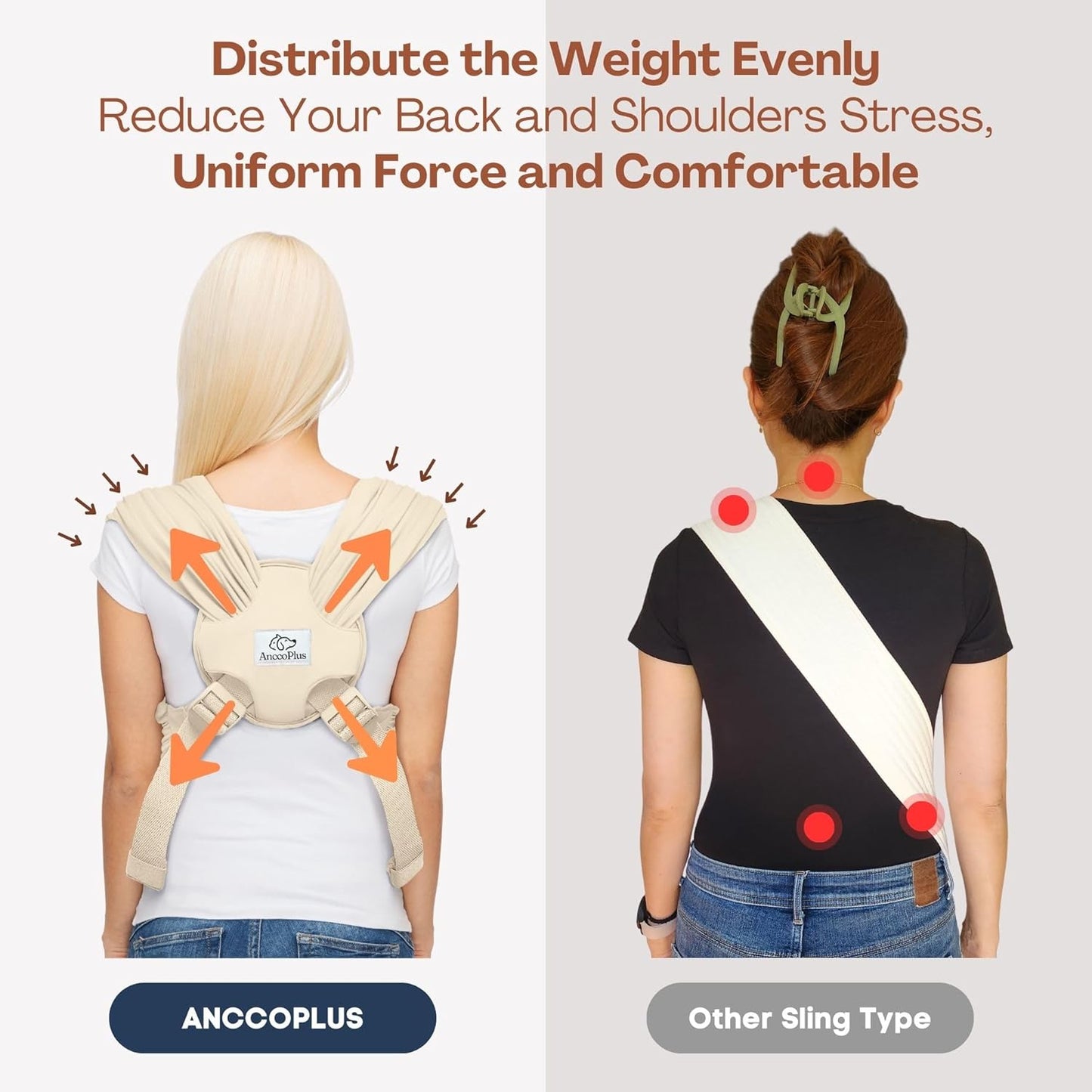 Dog Carriers for Small Dogs, Front Facing Dog Sling Carrier, Hands Free Cat Carrier, Size Adjustable, Reducing Back Pain, Premium Cotton, Safe and Soft Dog Carrier (Regular, Beige)