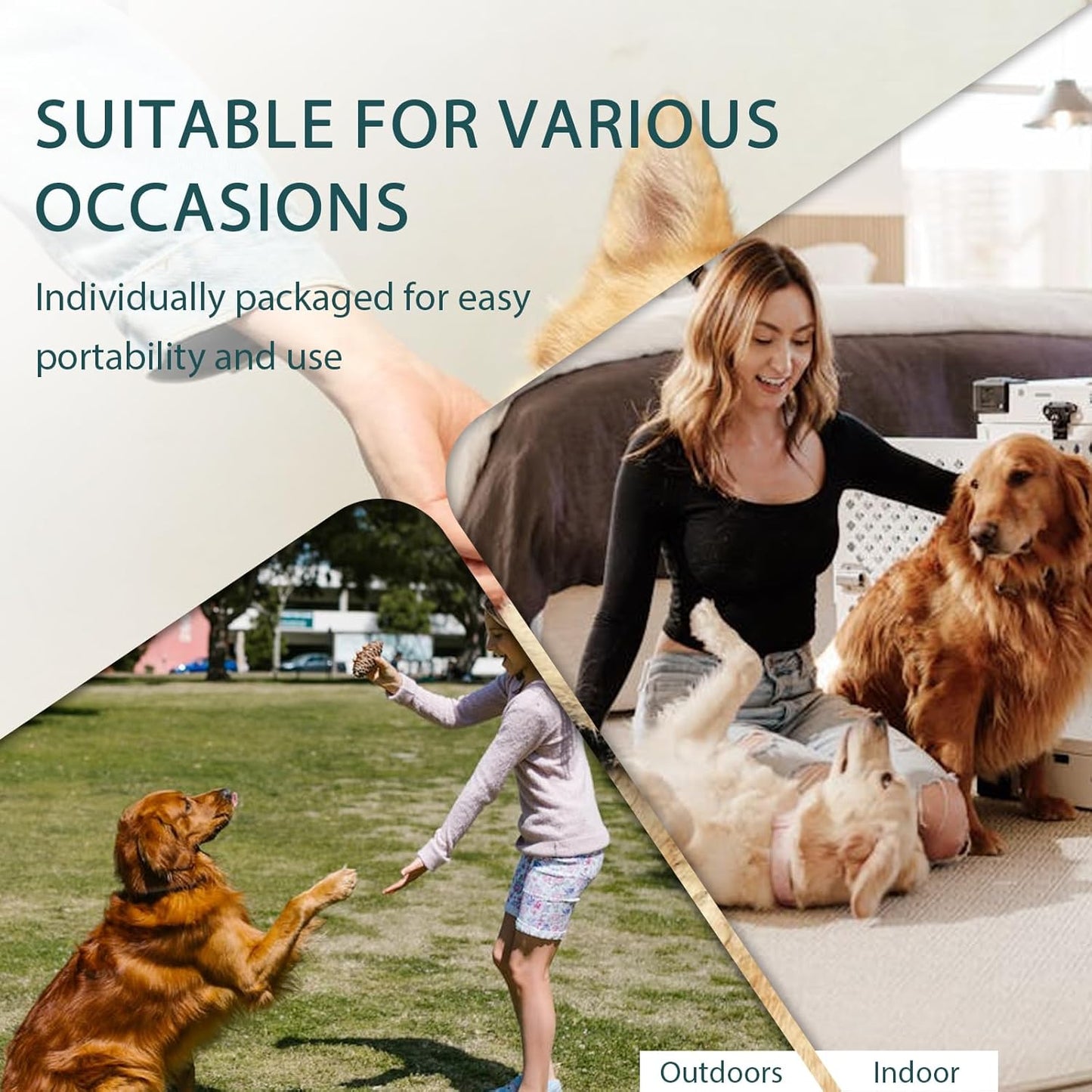 WLP Pet Glove Wipes for Dogs & Cats, Cleaning Deodorizing Hypoallergenic Hydrating Grooming Wipes, Individually Wrapped, Enriched with Aloe & Jojoba Oil for Daily Care, Traveling (24 PCS)