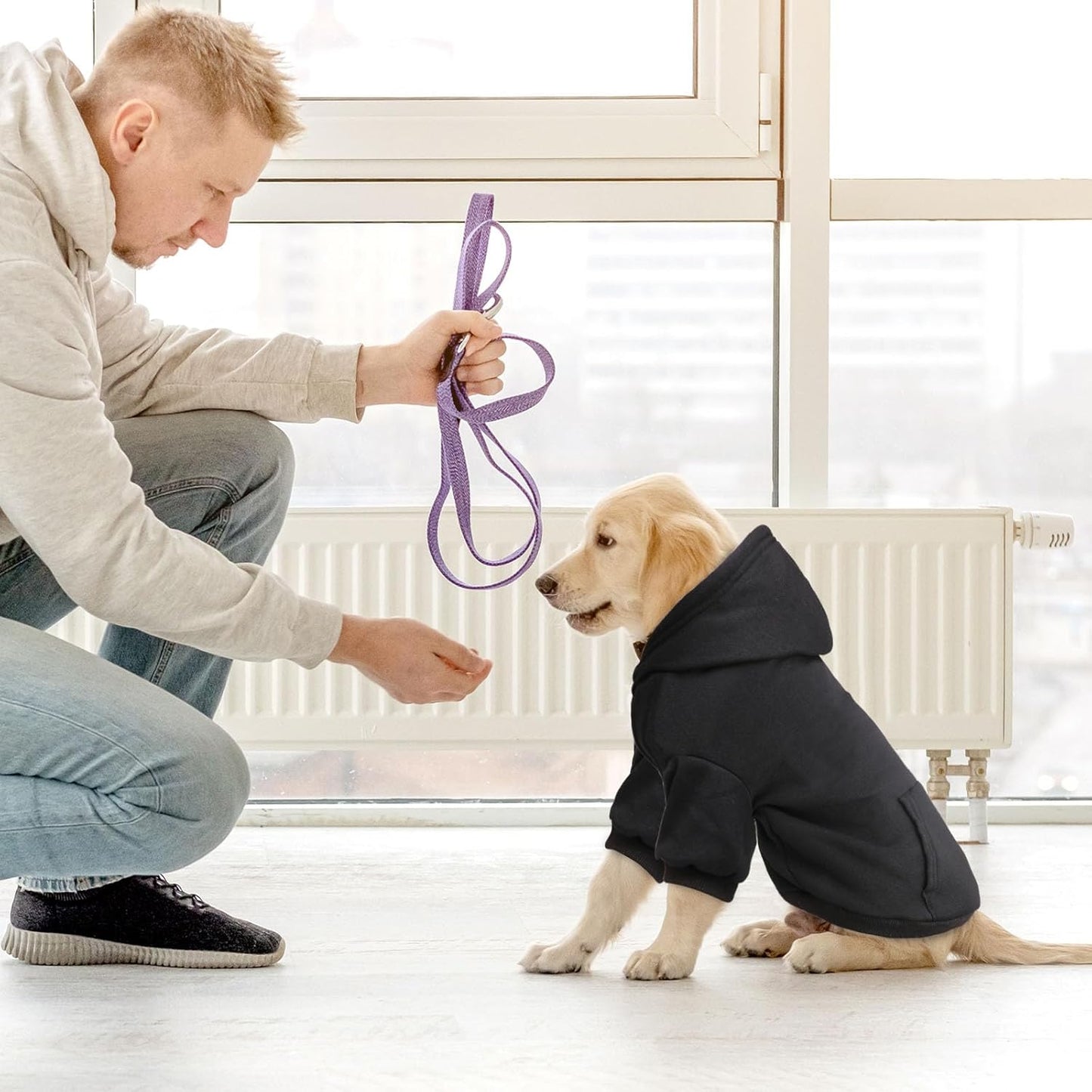 Dog Hoodie Dog Sweaters for Small Dogs Dog Sweater Soft Solid Brushed Fleece Dog Clothes Dog Hoodie Sweatshirt with Pocket(Black-XS)