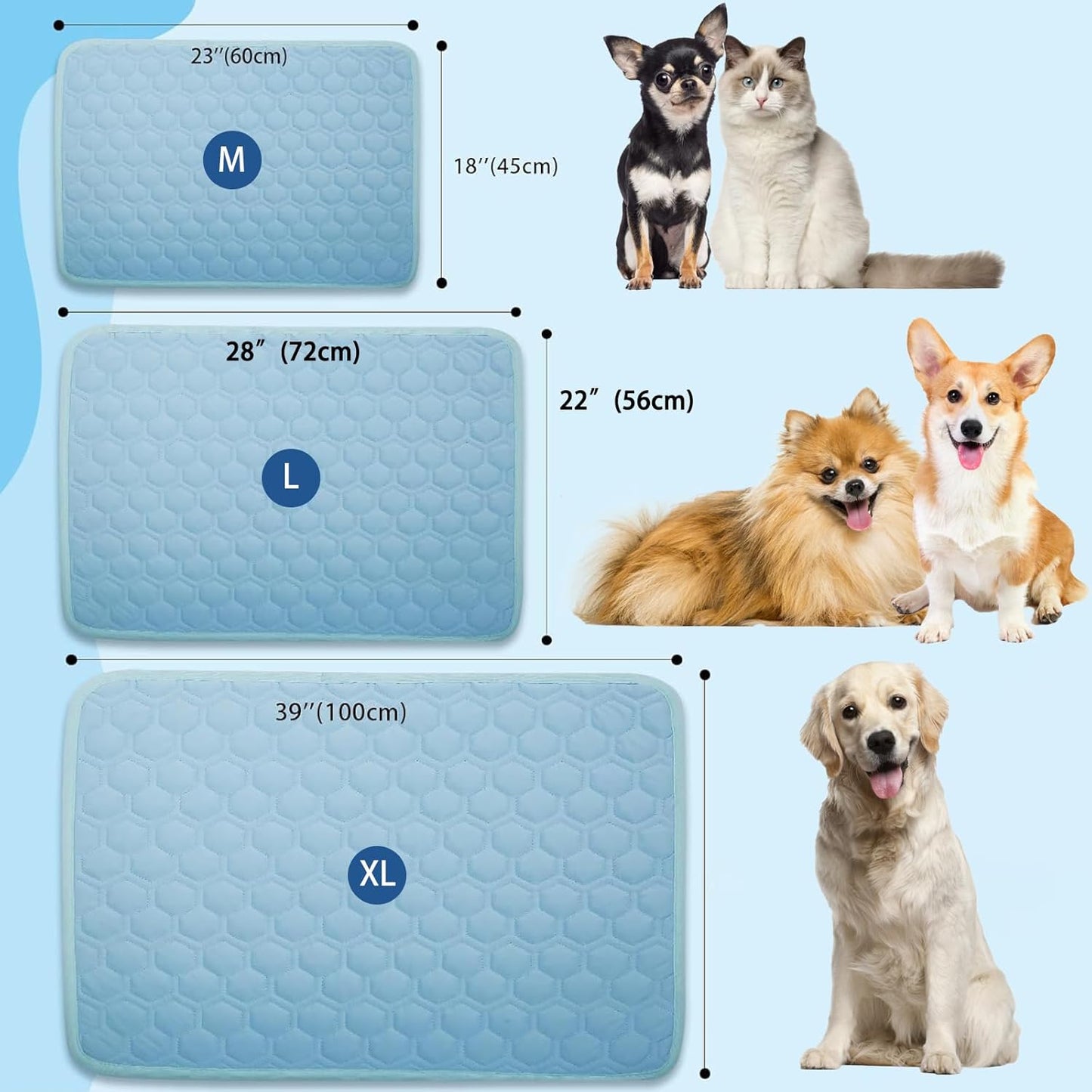 Dog Cooling Mat, 2025 Upgraded Cooling Blanket for Dogs, Washable Cool Mat for Dogs for Summer, Portable Pet Coolings Pad for Dogs & Cats Sleeping (28"x22" L Size)