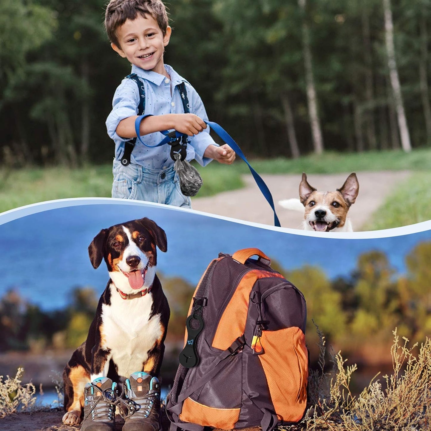 PuppyDoggy Dog Poop Bag Holder for Leash Waste Bag Carrier Dog Poop Bag Dispenser for Walking Running Bicycle Accessory 4 pieces (Blue)