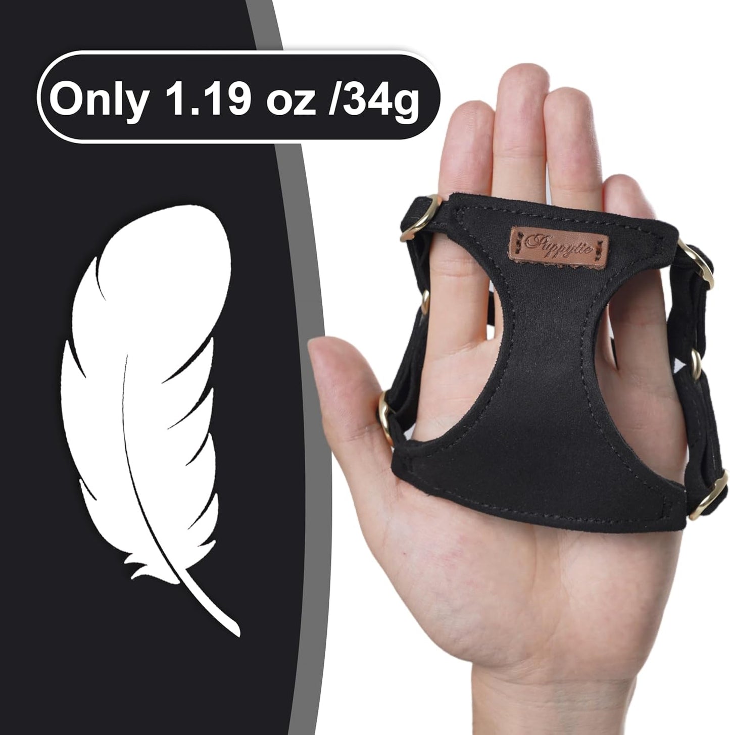 Puppytie No Pull Small Dog Harness with Multifunction Dog Leash,Lightweight Soft Adjustable No Choke Escape Proof Pet Harness Vest Pet Harness Vest,Black,S