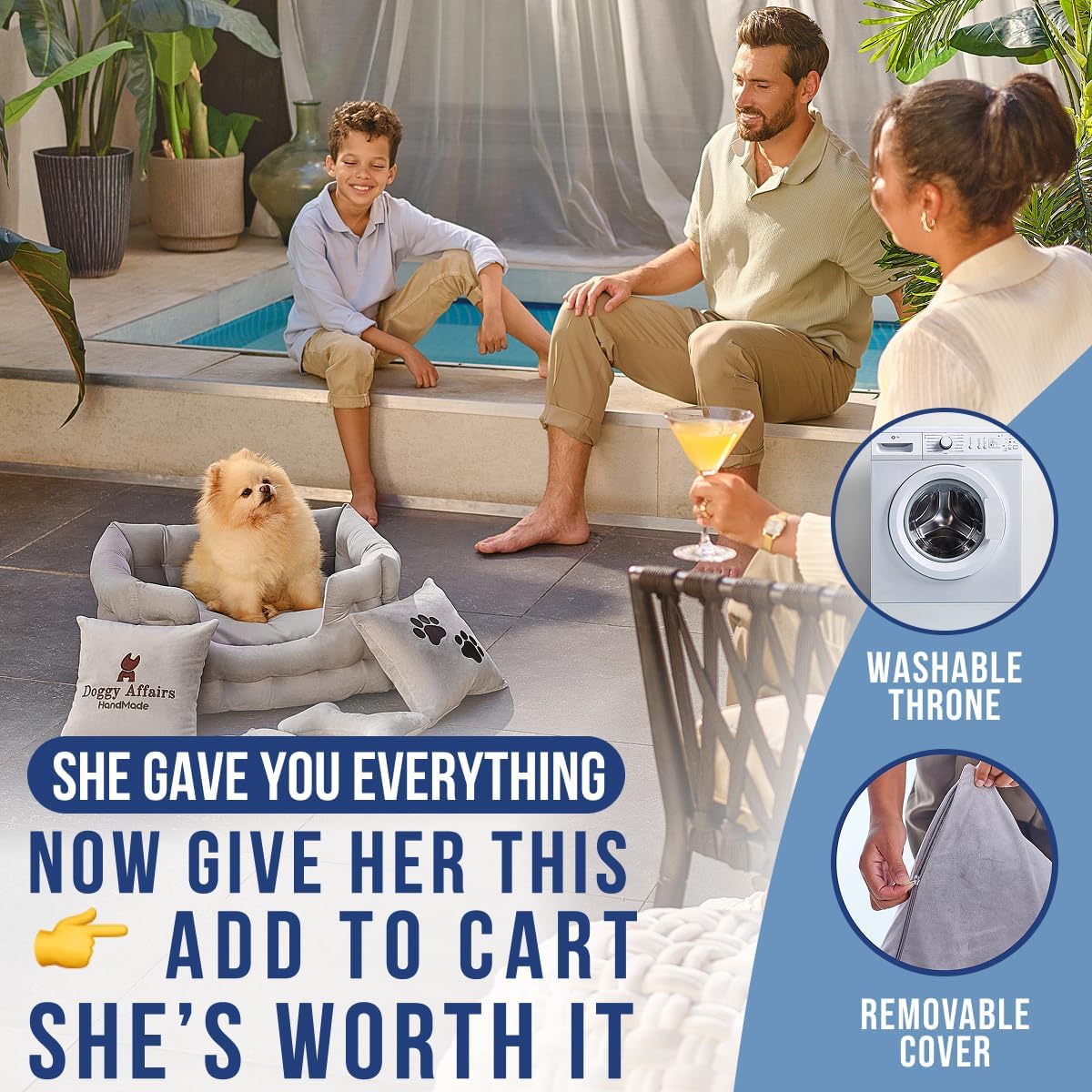 Luxury Dog Bed Chesterfield – Handcrafted Velvet Throne for Dogs | Joint Support, Calming & Temp-Regulating Comfort | Durable 5+ Years, Anti-Claw, Washable 100+ Times – XS, Gray