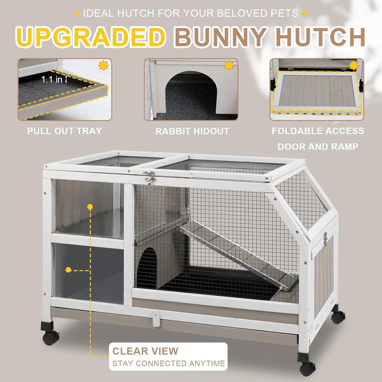 Rabbit Hutch Indoor - Weatherproof, Multi-Level, Easy Assembly, Lockable, and Comfortable