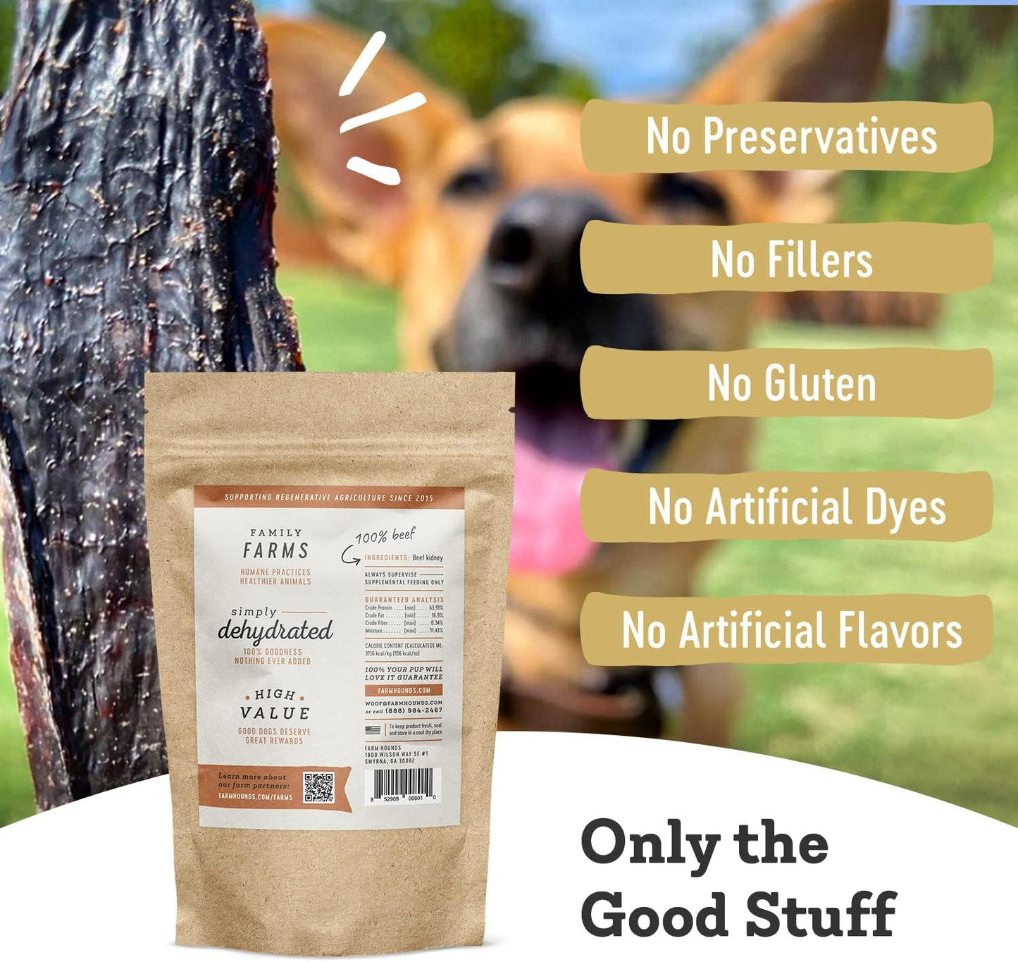 Farm Hounds - Beef Kidney - Premium Natural Beef Kidney Jerky For Dogs - Made From 100% Humanely Raised Cattle - Organ Treat - Great For Training & Treats - No Added Fillers - Made in USA -4oz -2 Pack