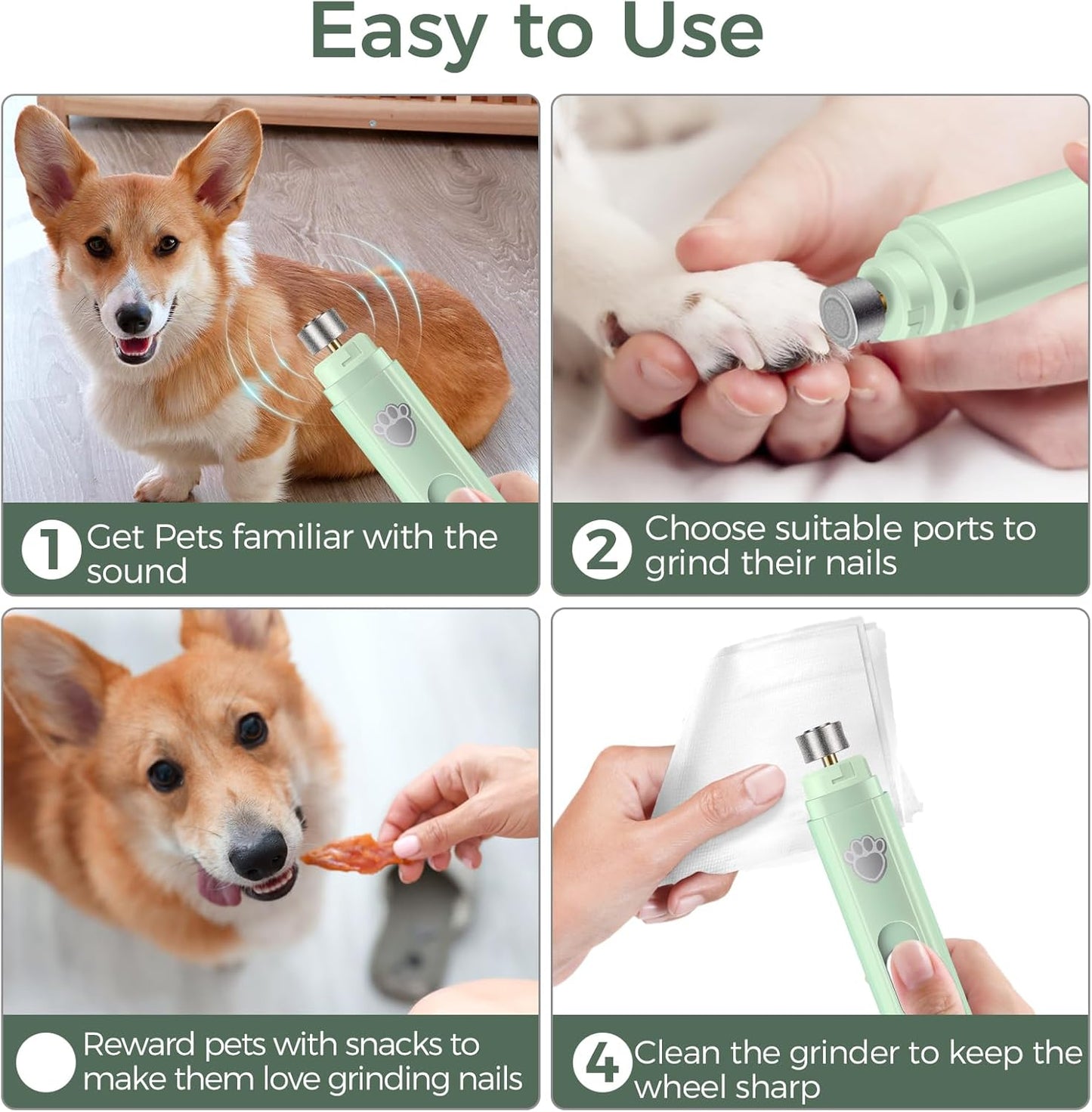 VIWIK Dog Nail Grinder, 2-Speed Rechargeable Dog Nail Trimmers for Large Medium & Small Dogs, Upgrade Professional Electric Pet Paws Grooming, Quiet Puppy Grooming Tool, for Dogs Cats