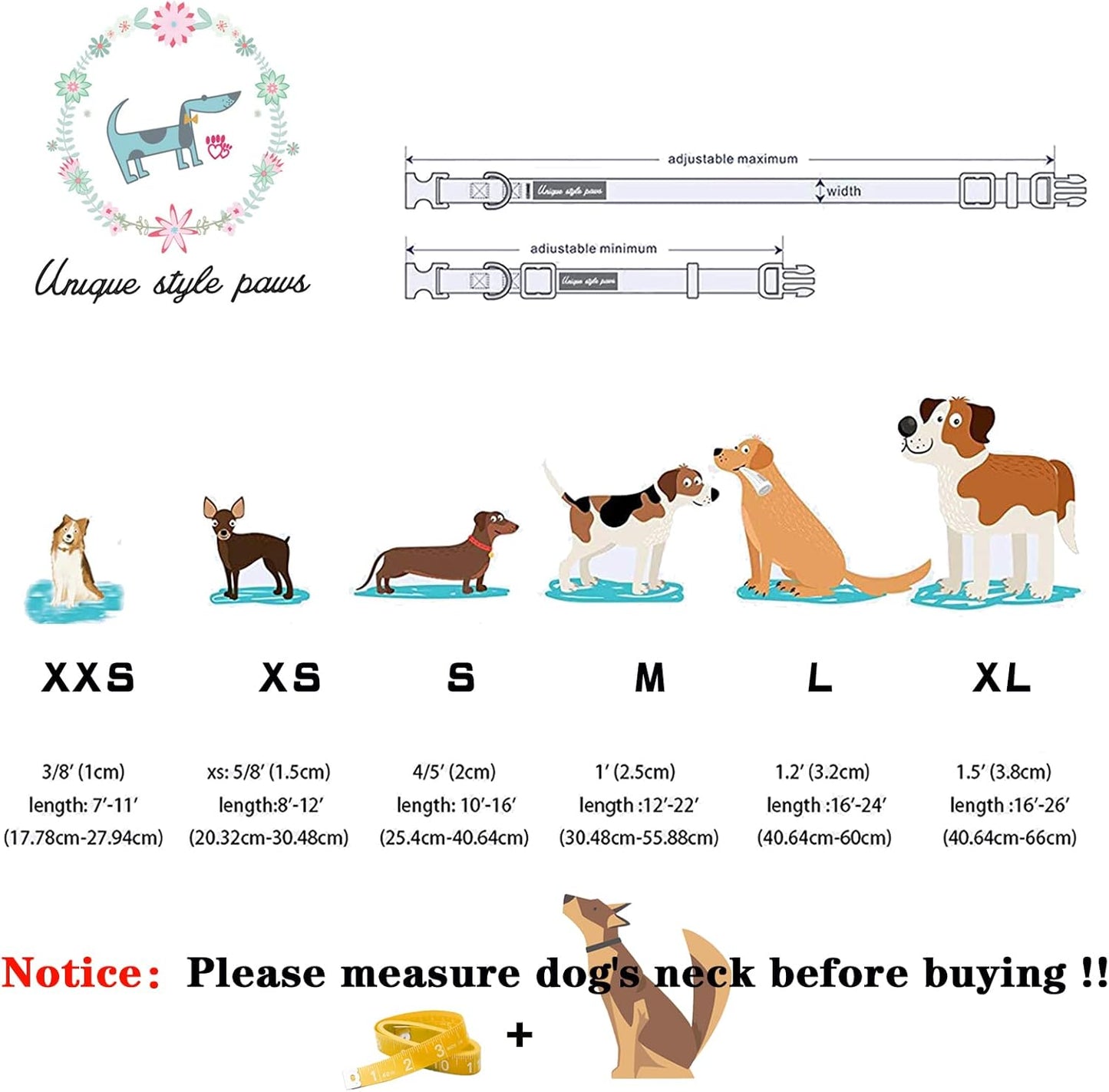 Unique style paws Bowtie Dog Collar Cotton Plaid Collar Adjustable Puppy Collar for Small Medium Large Dogs-L