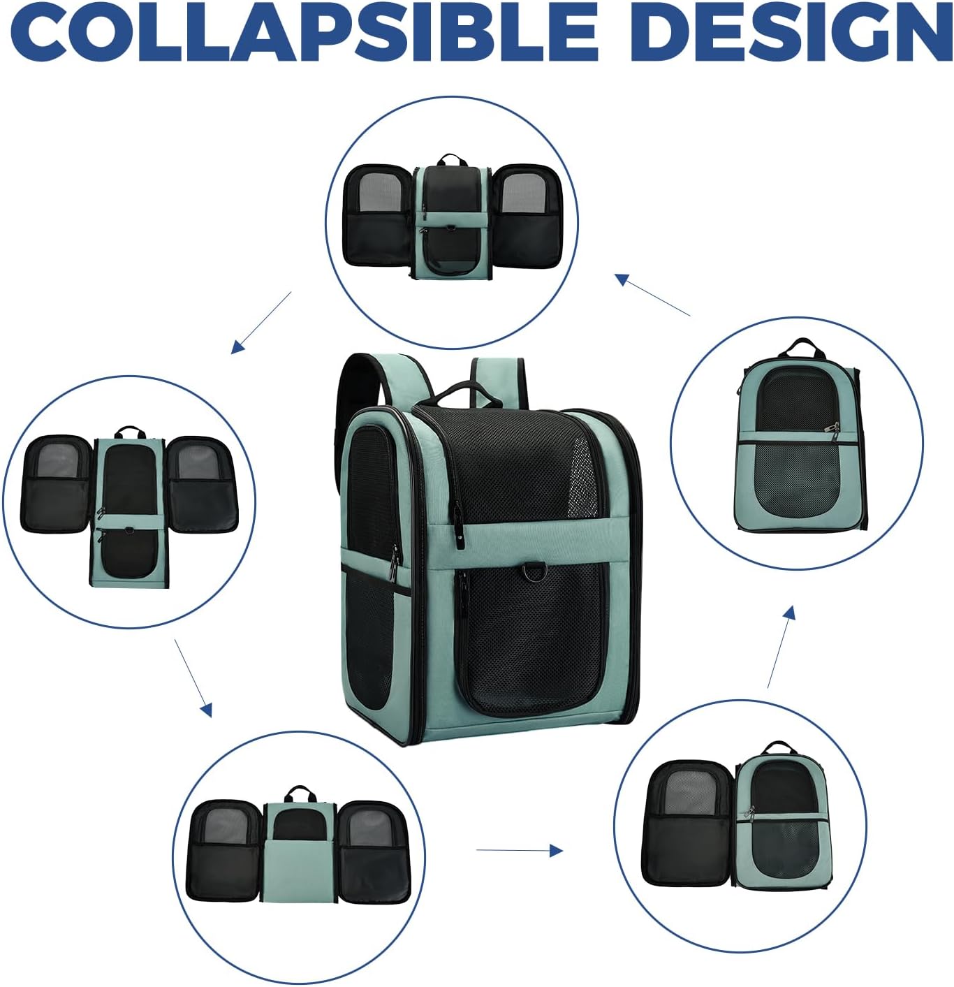 Apollo Walker Dog & Cat Carrier Backpack for 4-15lb Pets - Ventilated Safe Design with Padded Back Support, Breathable Mesh Pet Backpack for Hiking, Travel, Outdoor (Blue)