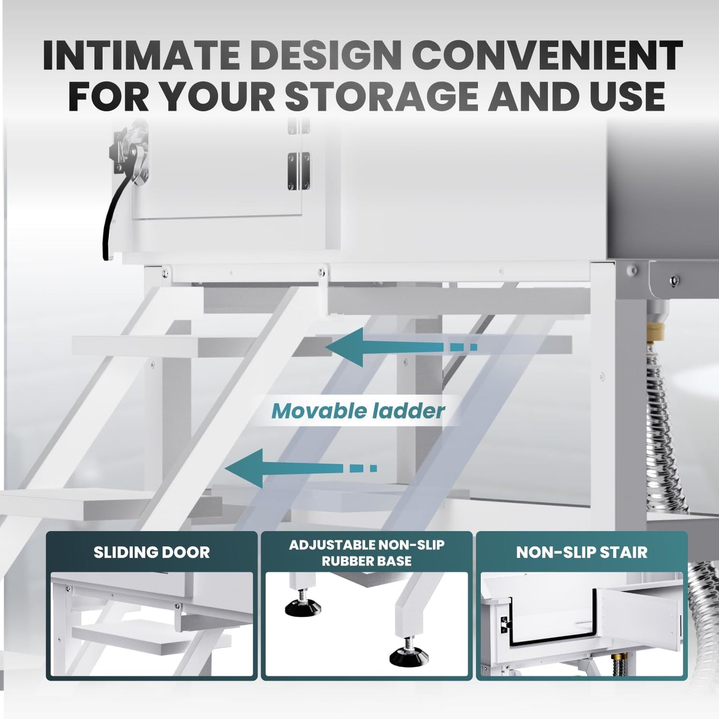 38" Dog Washing Station, Professional Stainless Steel Dog Bathing Station Dog Bathtub for Large & Medium Dog, Height Adjustable Dog Grooming Tub with Storage Basket, Movable Stair (Left Stair)