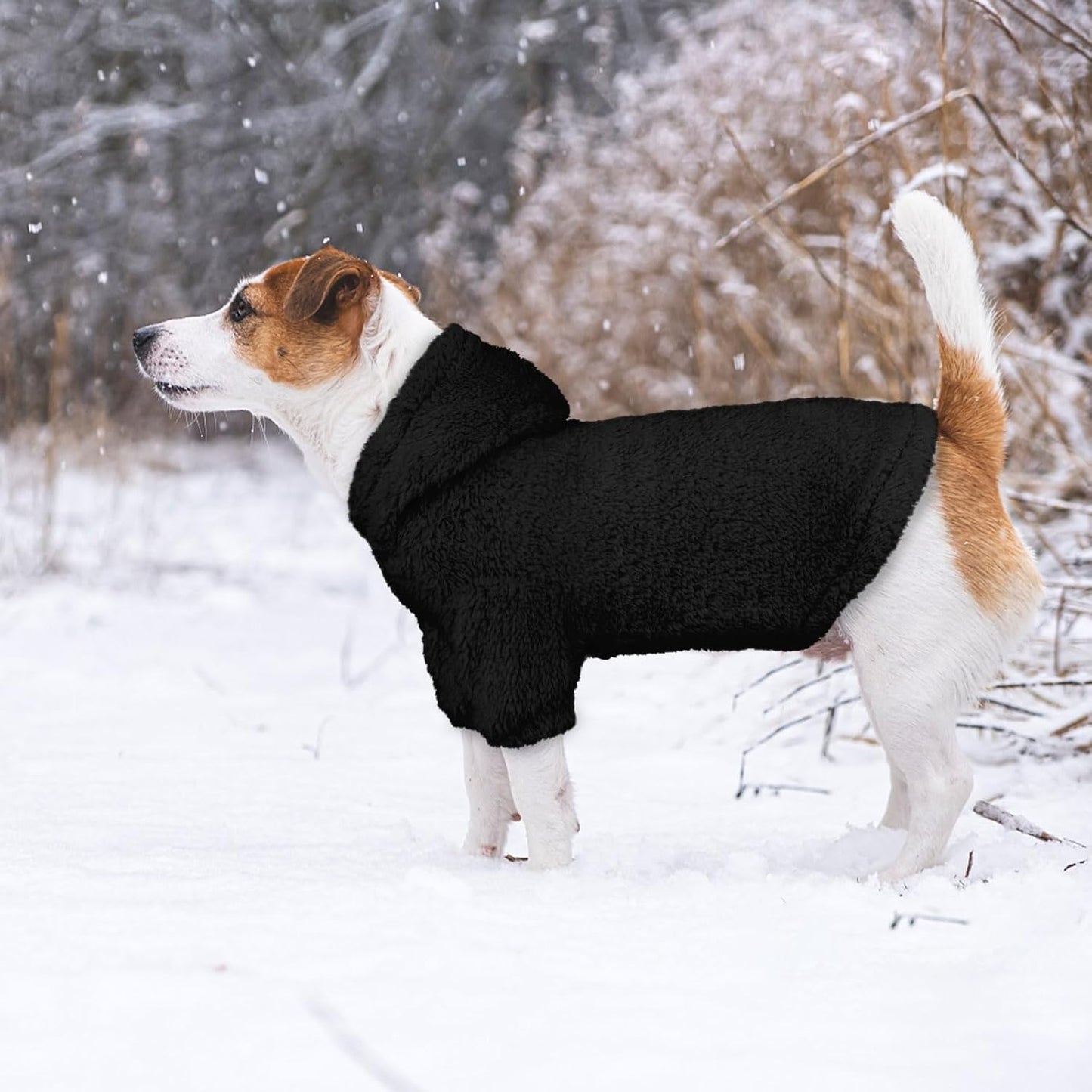 Fuzzy Dog Sweaters for Large Dogs Pet Hoodie Clothes Warm Soft Pet Coats Hooded Sweatshirt Dog Hoodie for Large Dogs(Black-L)