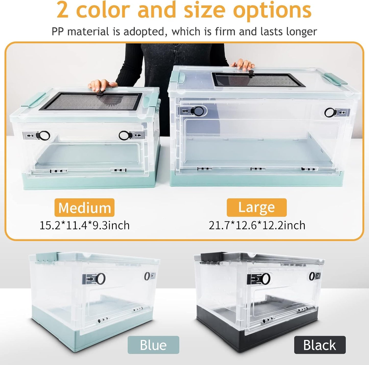 Travel Portable Foldable Terrarium Kits for Reptiles -Heat-Resistant Material, Easy to Move with Wheels, Includes Plant, Feeding Bowl, and Carpet for Snakes, Lizards, Tortoises, and Leopard