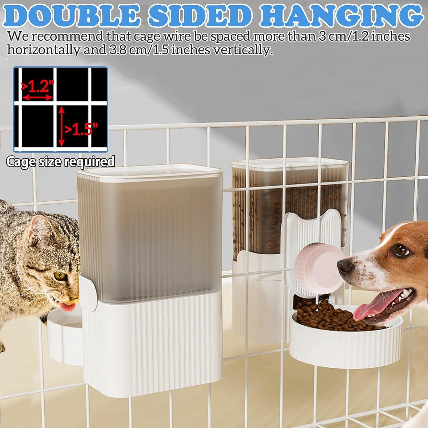 kathson Rabbit Gravity Auto Feeder Set 35oz Hanging Automatic Food Water Dispenser Cage Automatic Feeder Set for Rabbit Chinchilla Guinea Pig Hedgehog Ferret Kitty Puppy (Pink)