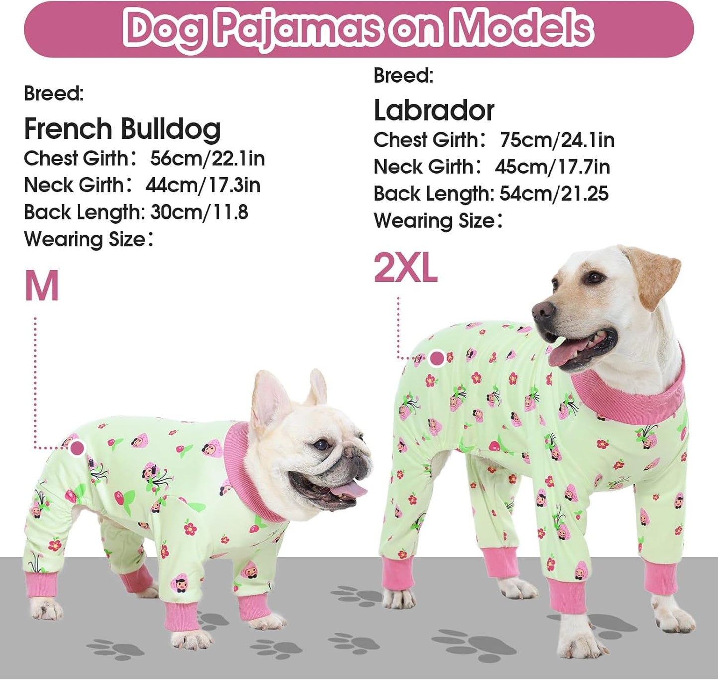 4-Legged Dog Pajamas for Medium & Large Dogs - Soft Cotton Dog Pjs Onesie with 4-Way Stretch, Cozy Breathable Pet Sleepwear for Cold Weather & Indoor Lounging - Green XL