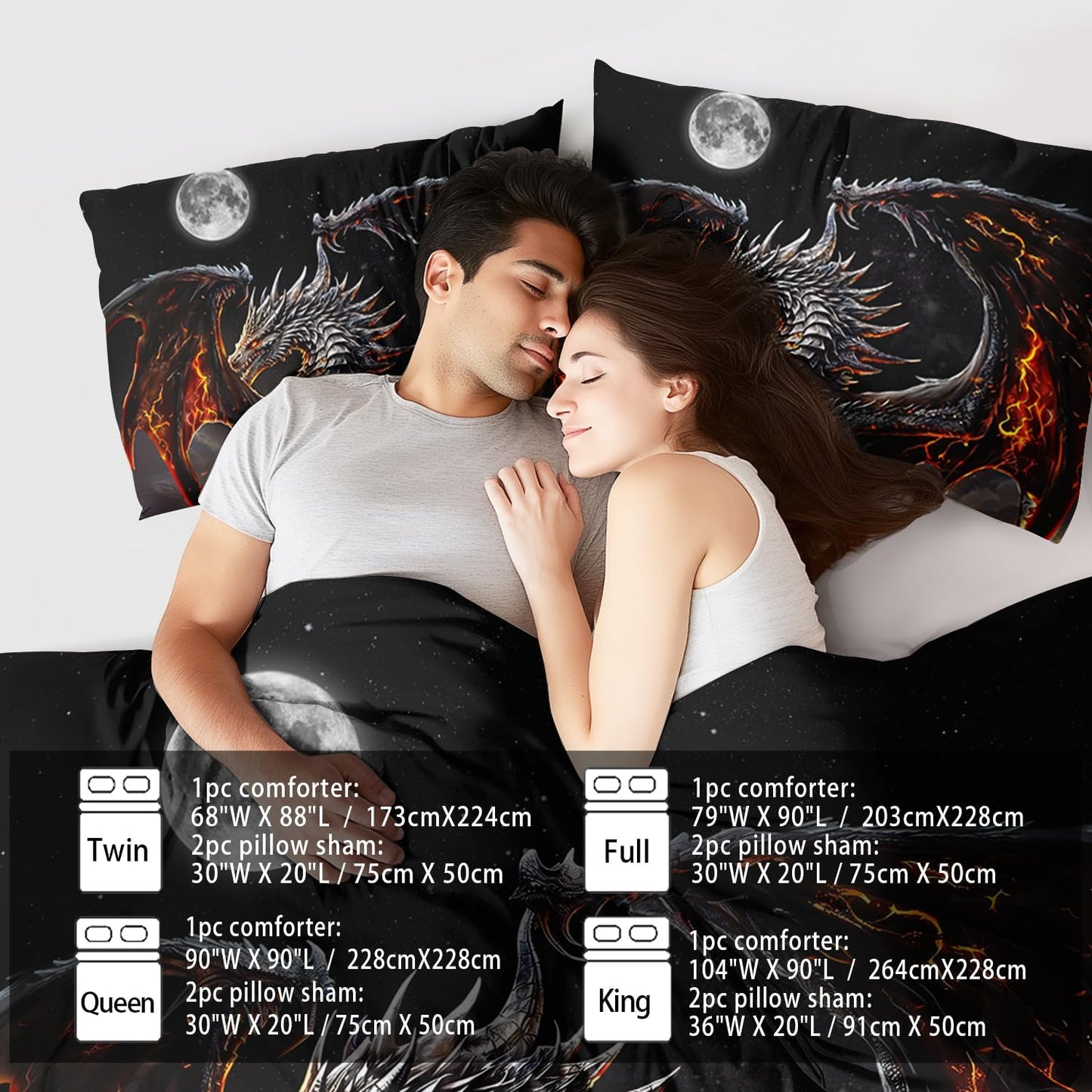 Black Dragon Comforter Set Twin Adult,Flame Dragon Bedding Set for Boys,Magical Beast Bedding Fantasy Animal Comforter Beedroom Decor,Magical Beast Quilt Bed Decor