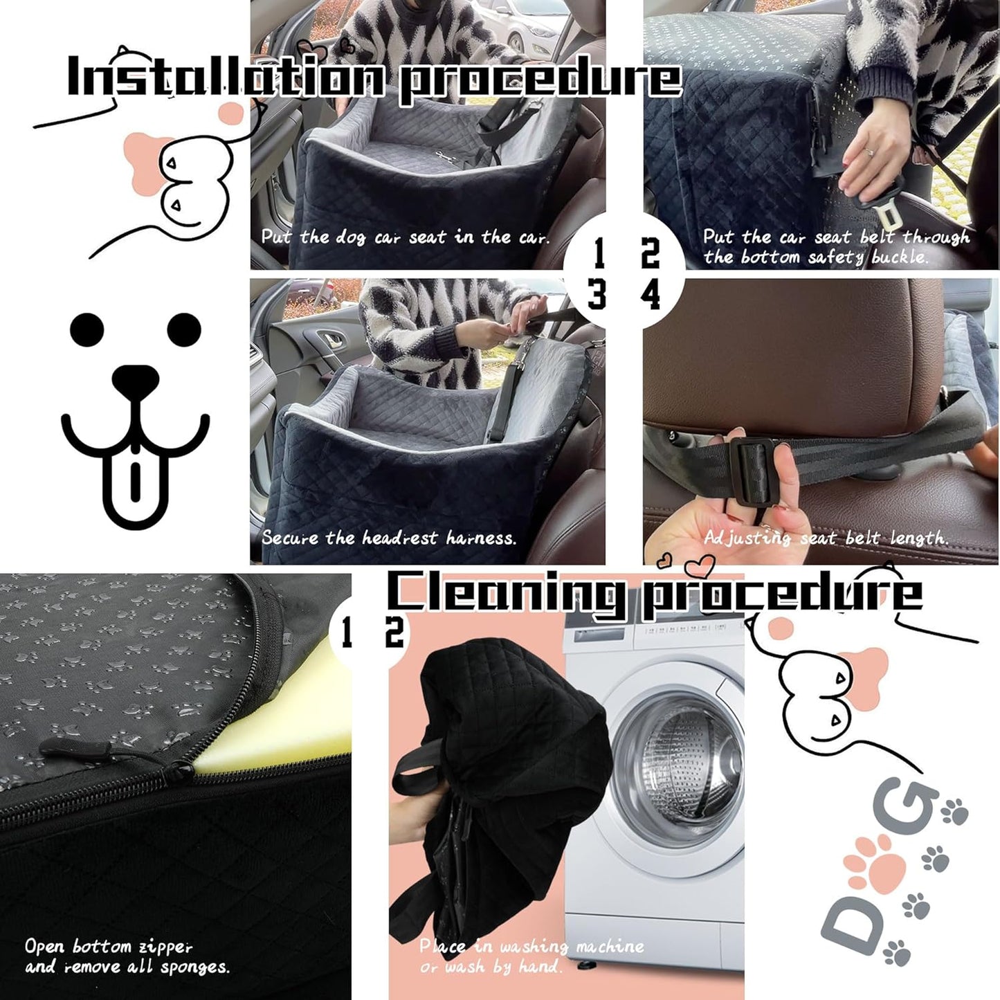 Dog Booster Car Seat for Dogs under 35lbs,Elevated Pets Seat with Safety Strap,Ultra Soft Fabric and Memory Foam Car Dog Bed,Safety,Comfy,Non-Slip&Washable Carseat Cushion for Travel,Cars,SUV.(H-Grey)