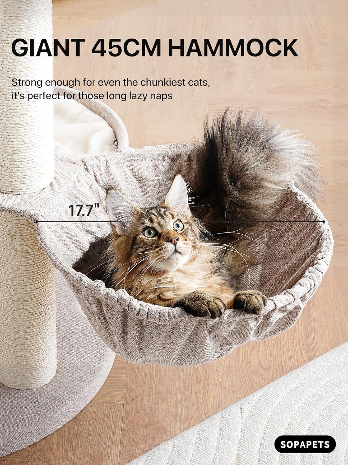 Extra Large Cat Tree Tower for Indoor Cats Large Adult, Maine Coon Cat Tree with Hammock (Begin, 64.2“H)