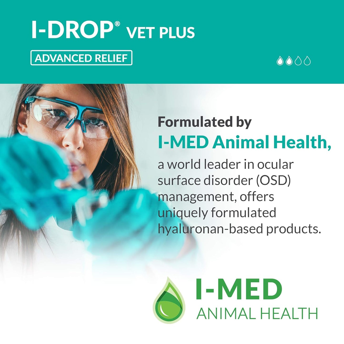 I-DROP VET PLUS: Dog Eye Drops for Pets | Lubricate Acute/Seasonal Dry Eyes | Superior Comfort | Long-lasting Relief | Fewer Application Needed, 0.25% Hyaluronan | Multi dose Bottle | One Bottle 10 ml