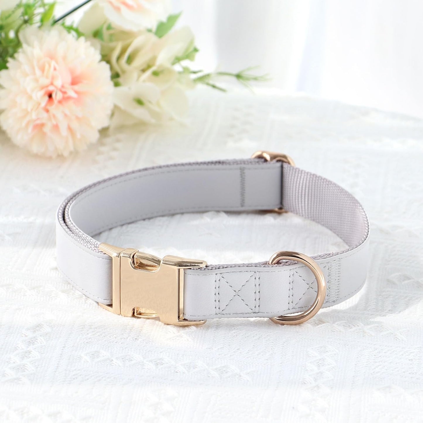 PET ARTIST Soft PU Leather Dog Collar for Large Dogs, Bright & Classic Nylon Padded Durable Dog Collar Leather with Quick Release Metal Buckle Adjustable for Male Dogs, Neck Fit 16-27"