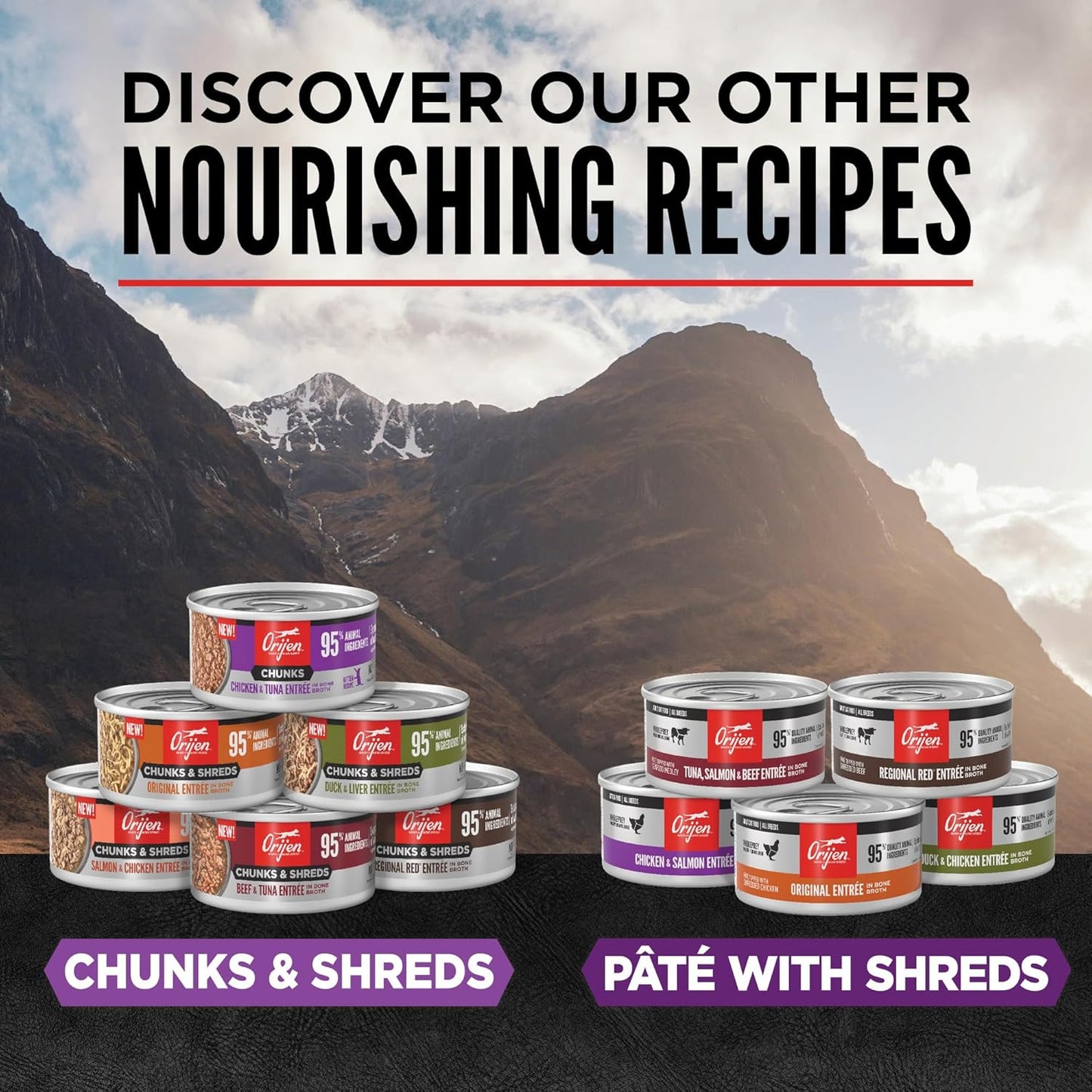 ORIJEN Chunks & Shreds Wet Cat FoodChicken and Tuna Kitten Entrée 5.5oz Cans (6 Count)