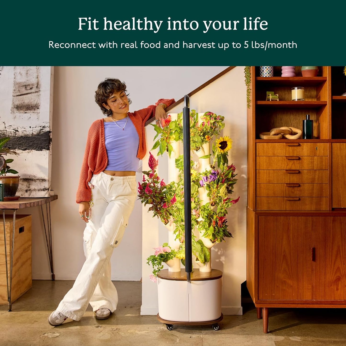 Gardyn Studio Hydroponics Growing System Kit & Vertical Indoor Garden Planter | Smart Herb Garden | Includes 16 Non-GMO Indoor Plants, Herbs, Vegetables & LED Grow Light for Your Home Gardening System