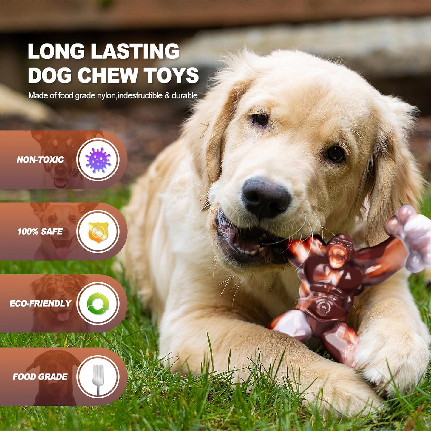 WinTour Indestructible Dog Toys for Large Dogs Aggressive Chewers, Tough Dog Toys for Aggressive Chewers Large Breed, Durable, Heavy Duty Chew Bone, Beef Flavor