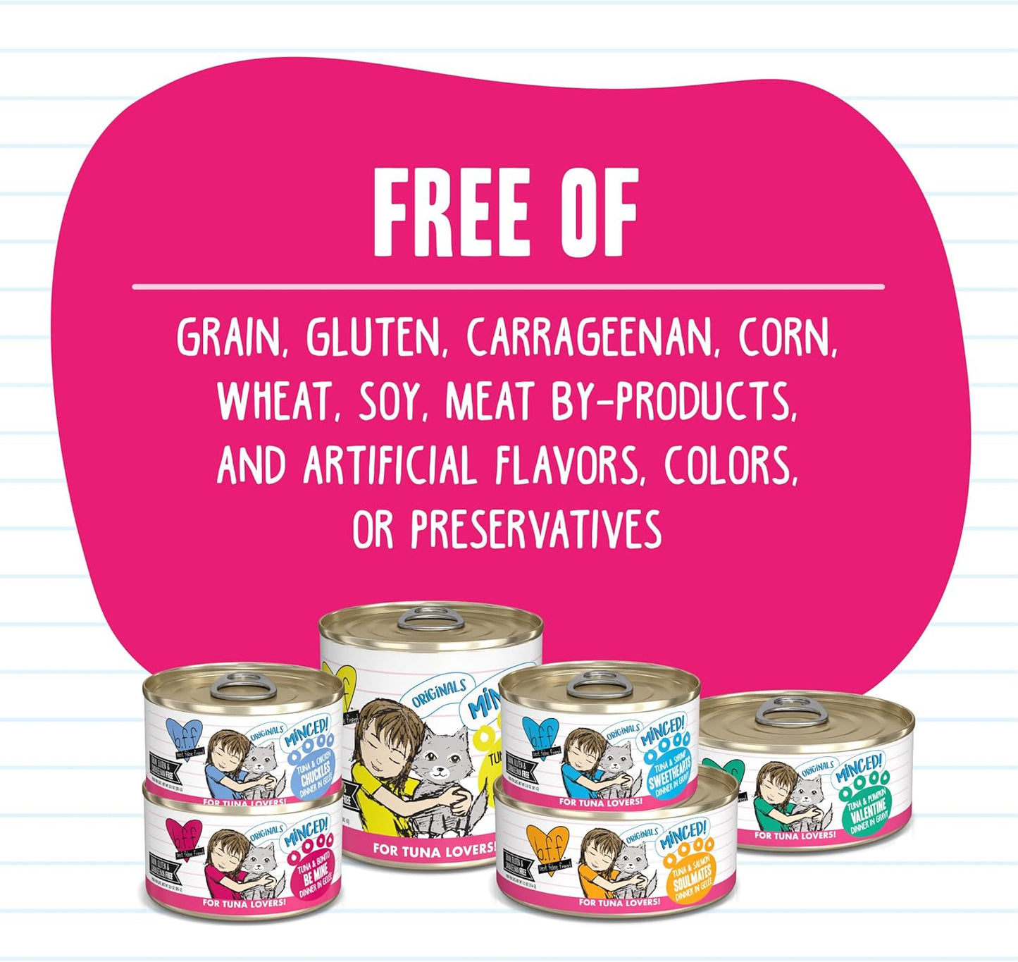 Weruva BFF Minced Natural Wet Cat Food, Tuna and Shrimp Sweethearts in Gravy, 3oz Can, Pack of 24